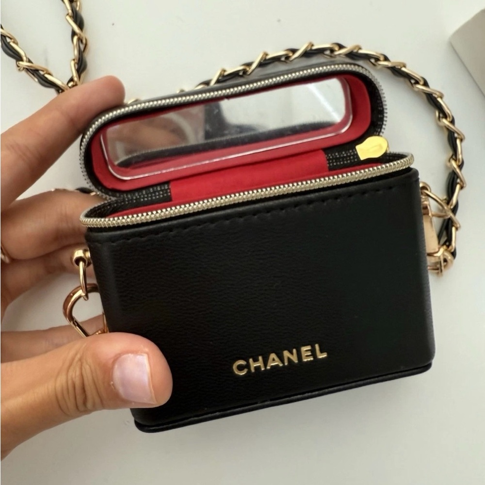 Chanel Black Lipstick Bag Mirror Case NEW - Picture 5 of 9